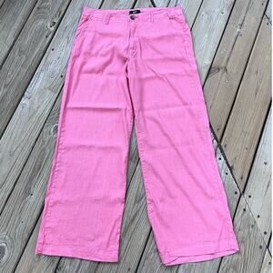 KUT From The Kloth Meg High-Waist Wide Leg Linen Blend Pants Color Punch Size 14